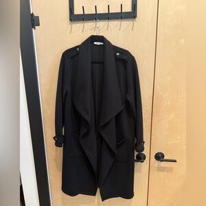 BB Dakota Black Textured Drape Front Trench